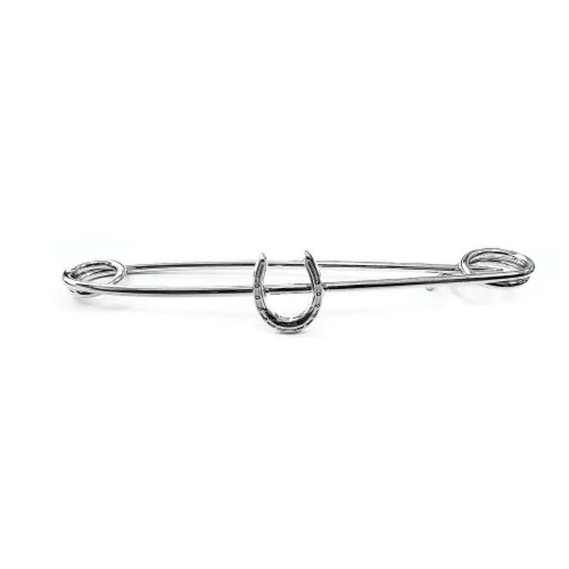 Equetech Traditional Horseshoe Stock Pin Silver 75mm
