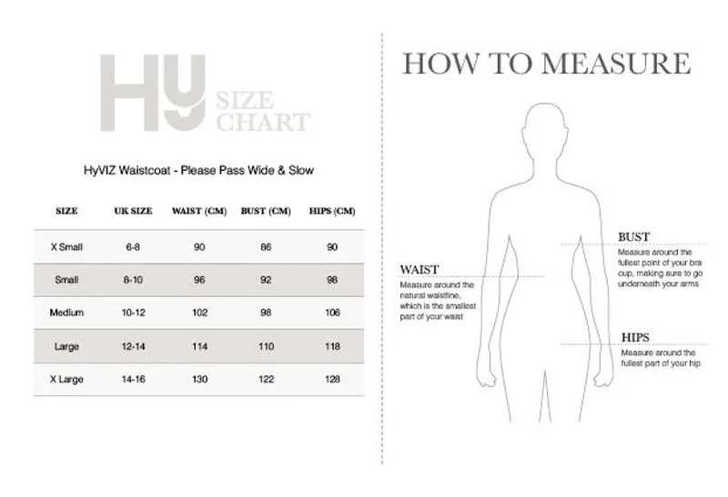 HyViz Waistcoat Please Pass Wide and Slow Yelllow/Black-2
