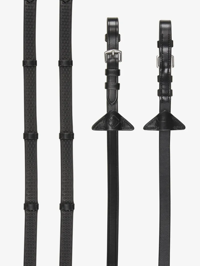 LeMieux Soft Rubber Reins With Stoppers Black/Silver
