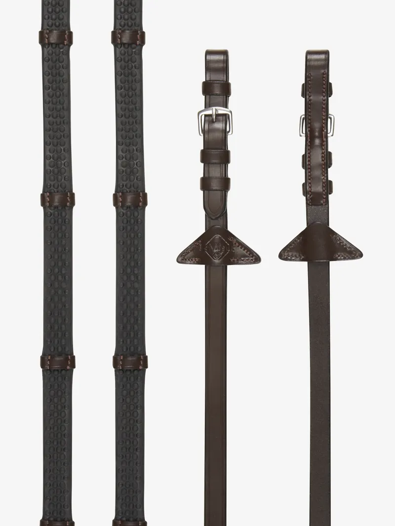 LeMieux Soft Rubber Reins With Stoppers Havana/Silver