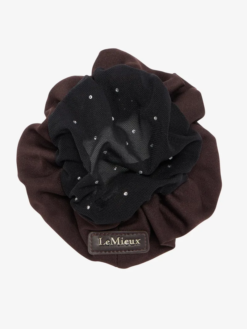 LeMieux Scrunchie with Crystal Hair Net Black/Brown-1