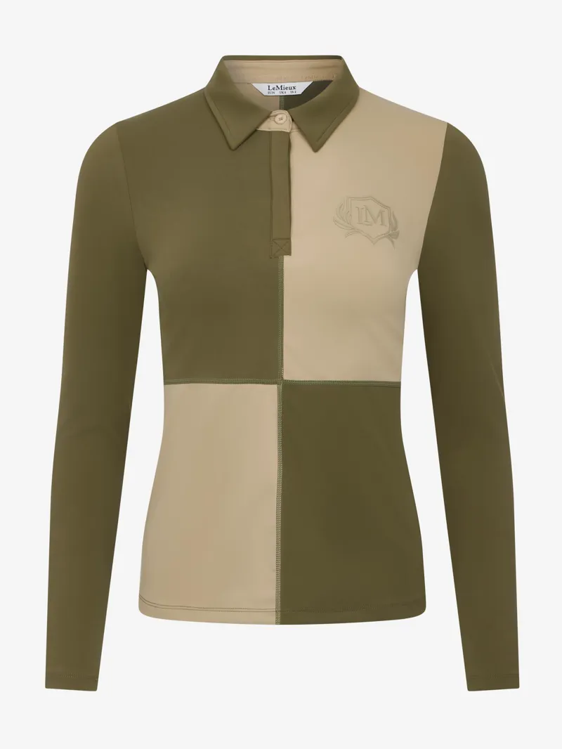 LeMieux Ladies Harlequin Rugby Shirt Willow/Pear-5