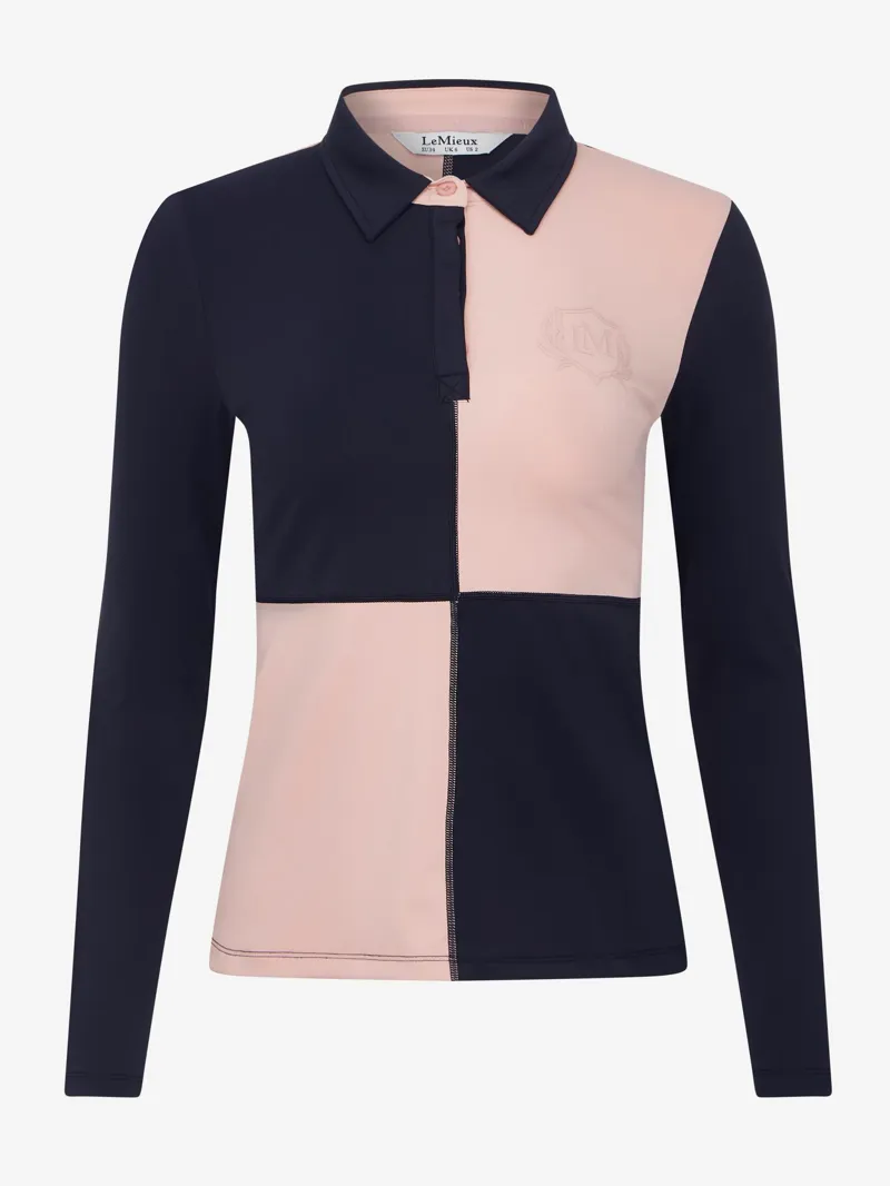LeMieux Ladies Harlequin Rugby Shirt Petal/Navy-4
