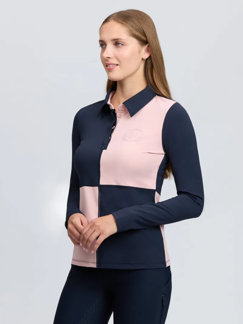 LeMieux Ladies Harlequin Rugby Shirt Petal/Navy