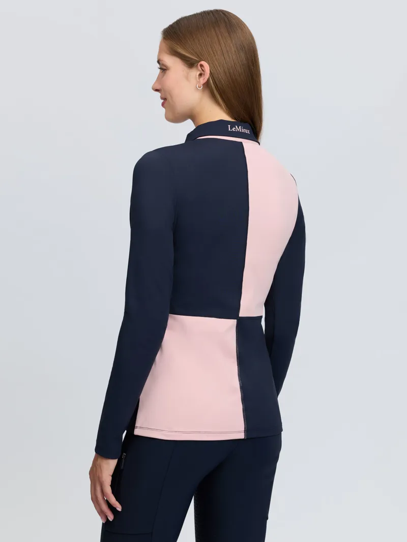 LeMieux Ladies Harlequin Rugby Shirt Petal/Navy-1
