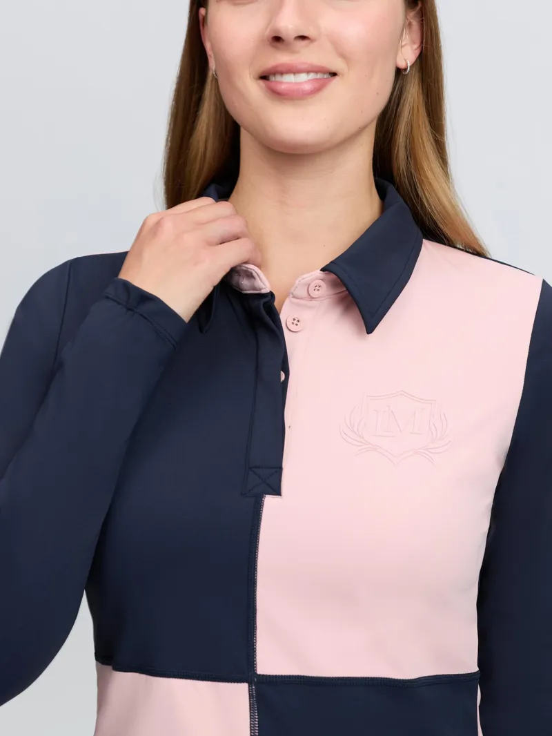 LeMieux Ladies Harlequin Rugby Shirt Petal/Navy-2