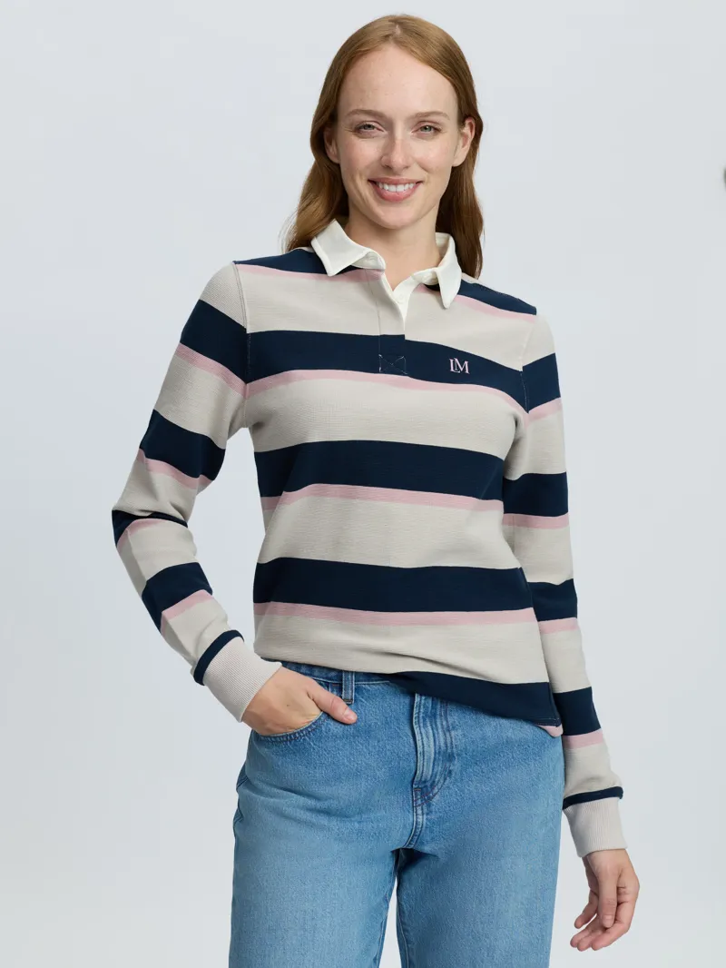 LeMieux Ladies Harlequin Rugby Shirt Stone