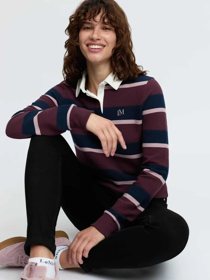 LeMieux Ladies Harlequin Rugby Shirt Bramble-4