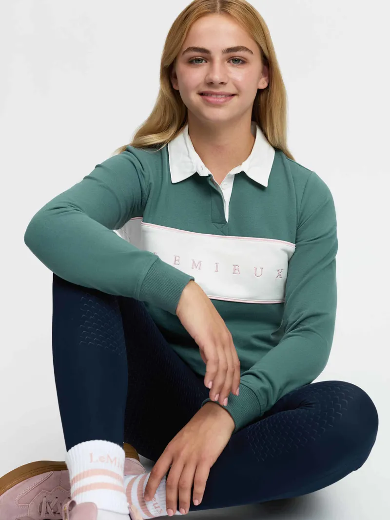 LeMieux Young Rider Riley Rugby Shirt Aloe-3