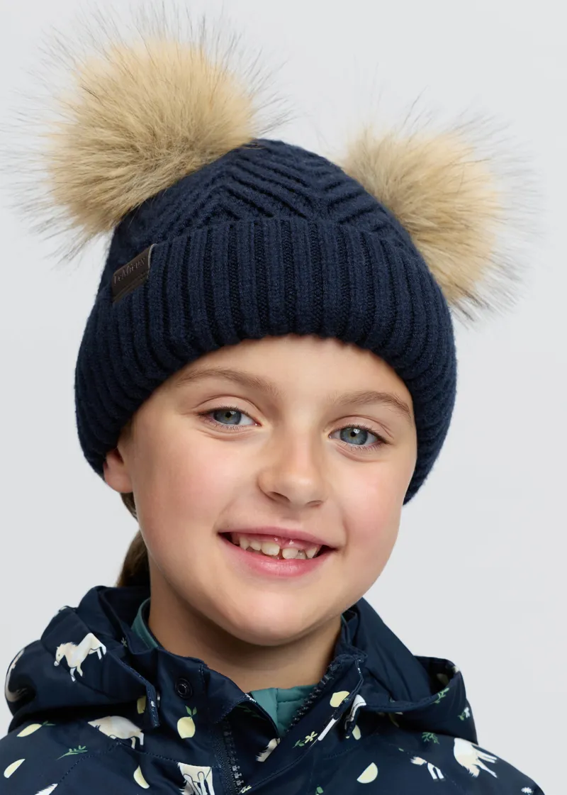 LeMieux Mini Double Pom Beanie Navy