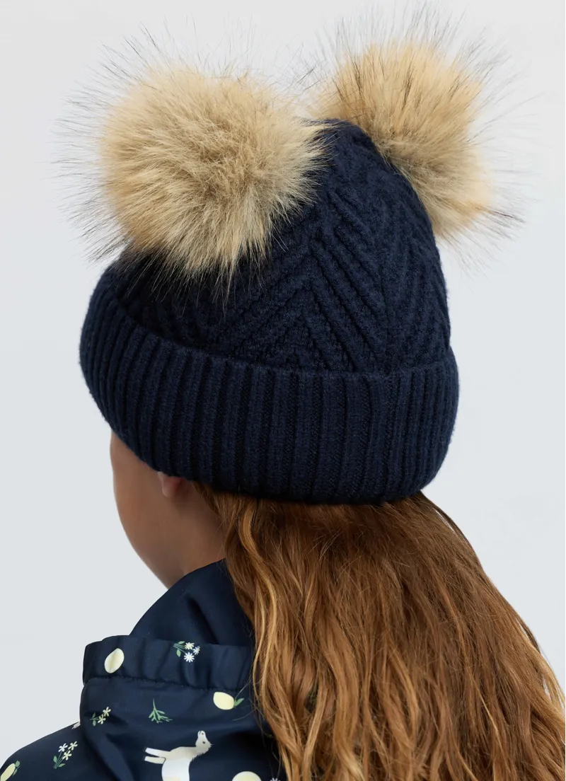 LeMieux Mini Double Pom Beanie Navy-3