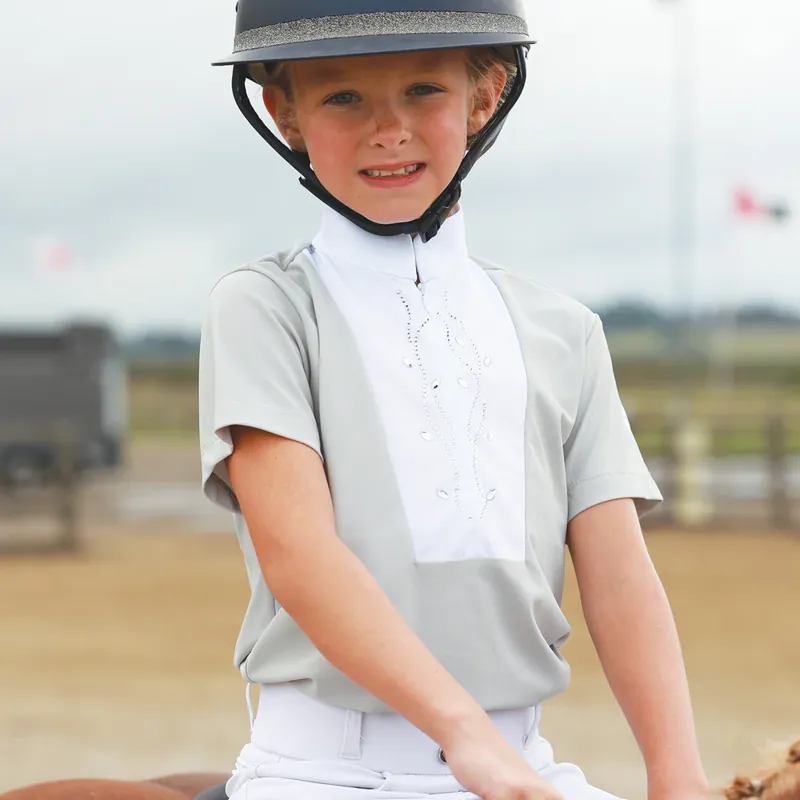 Equetech Junior Virginia Competition Shirt Grey/White-2