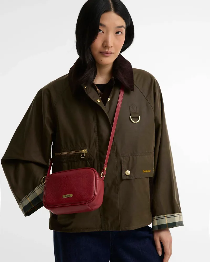 Barbour Daphne Mini Leather Crossbody Bag Red-3