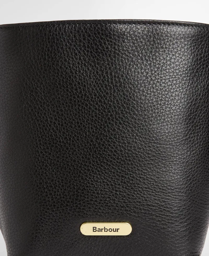 Barbour Cedar Mini Leather Bucket Bag Black-1
