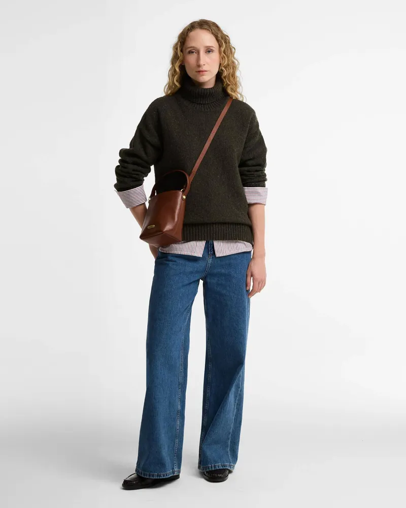 Barbour Cedar Mini Leather Bucket Bag Brown-1