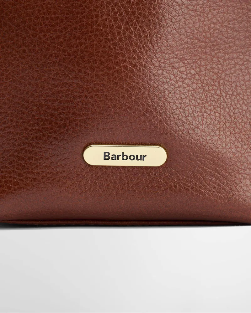 Barbour Cedar Mini Leather Bucket Bag Brown-2