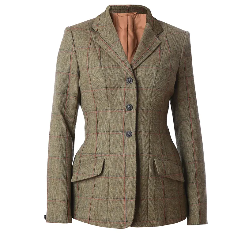 Equetech Ladies Launton Classic Self Collar Tweed Show Jacket Green
