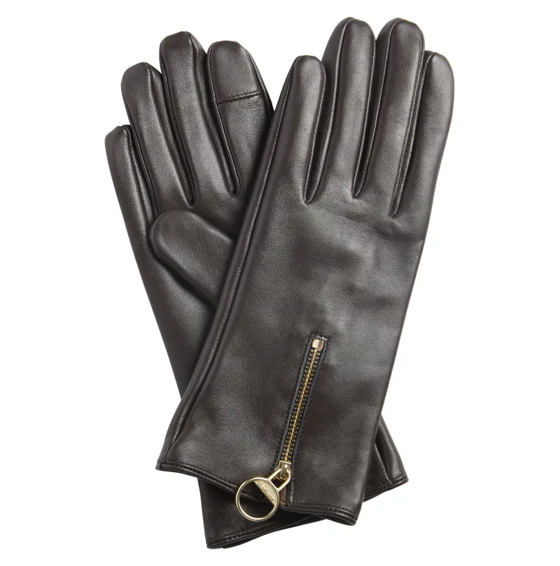 Barbour Arlene Leather Gloves Brown