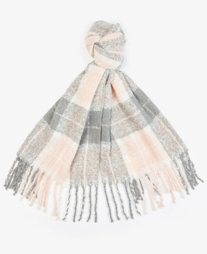 Barbour Saltburn Beanie And Tartan Scarf Gift Set Grey Rose-1
