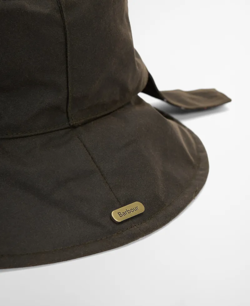 Barbour Green Brambling Wax Bucket Hat-2