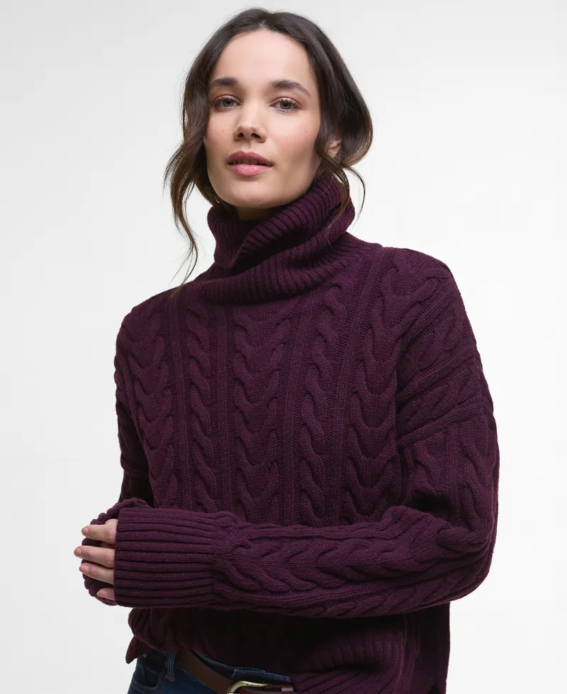 Barbour Ladies Embleton Knitted Jumper Black Cherry