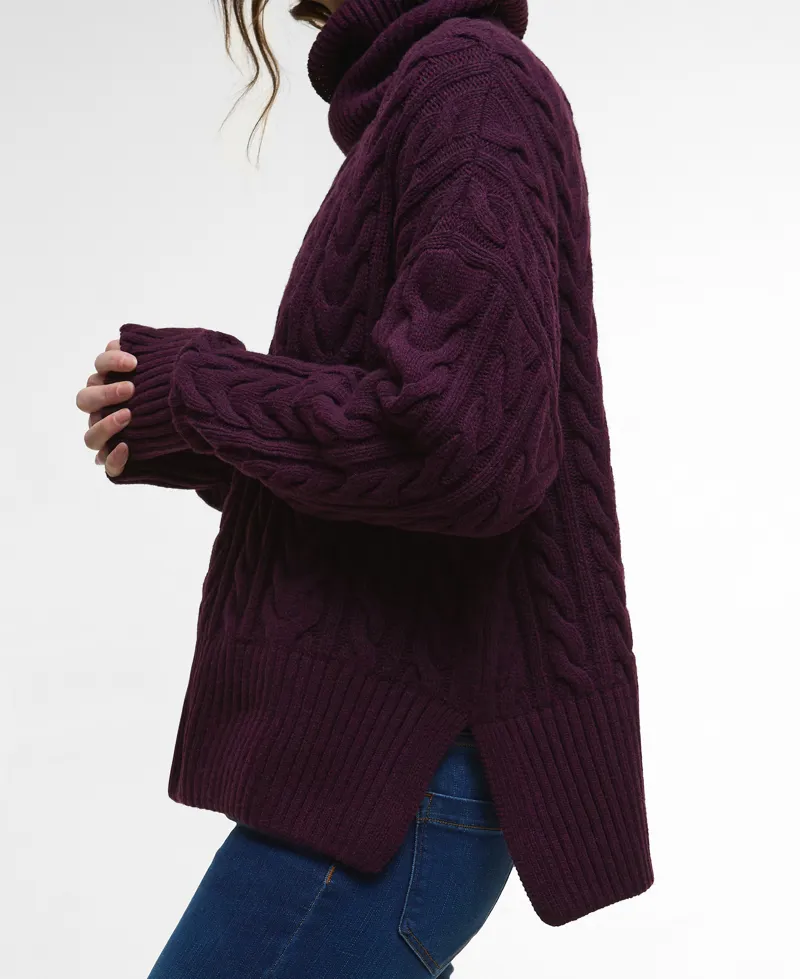 Barbour Ladies Embleton Knitted Jumper Black Cherry-4