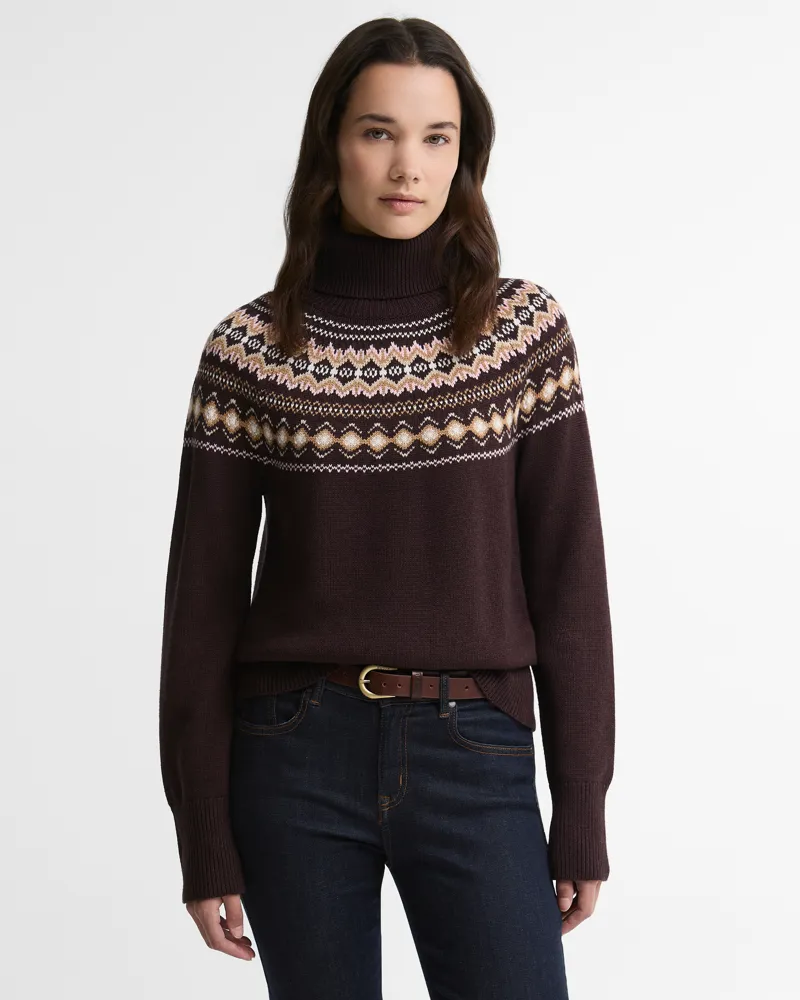 Barbour Women's Darwen knitted Jumper Seal Brown-2