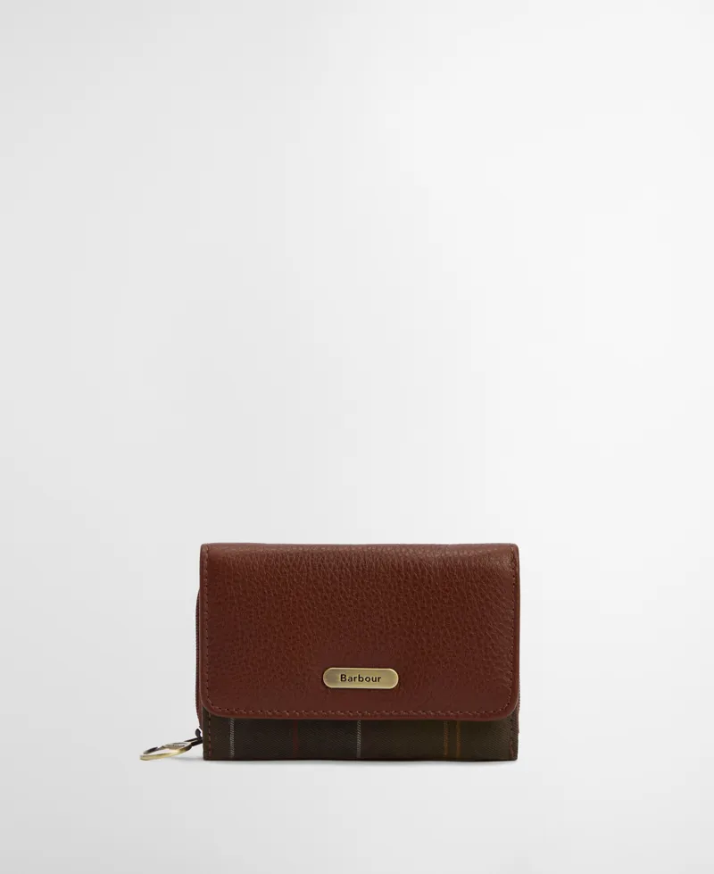 Barbour Rosa Leather French Purse Brown/Tartan-5