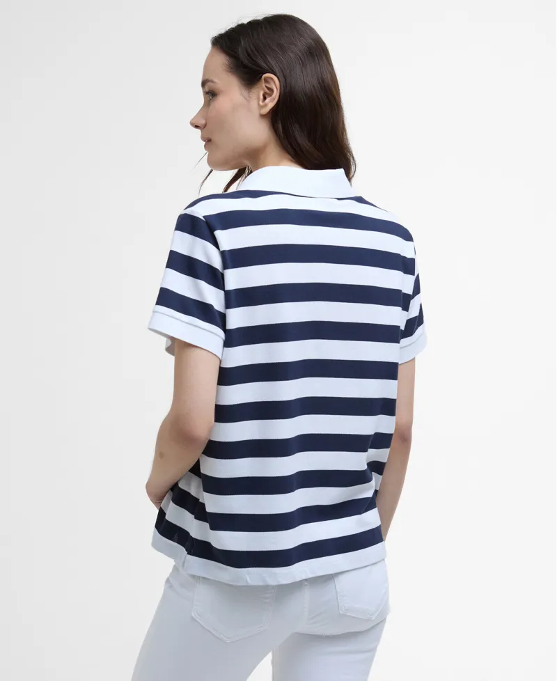 Barbour Ladies Ashbourne Stripe Polo Top Navy Stripe-4