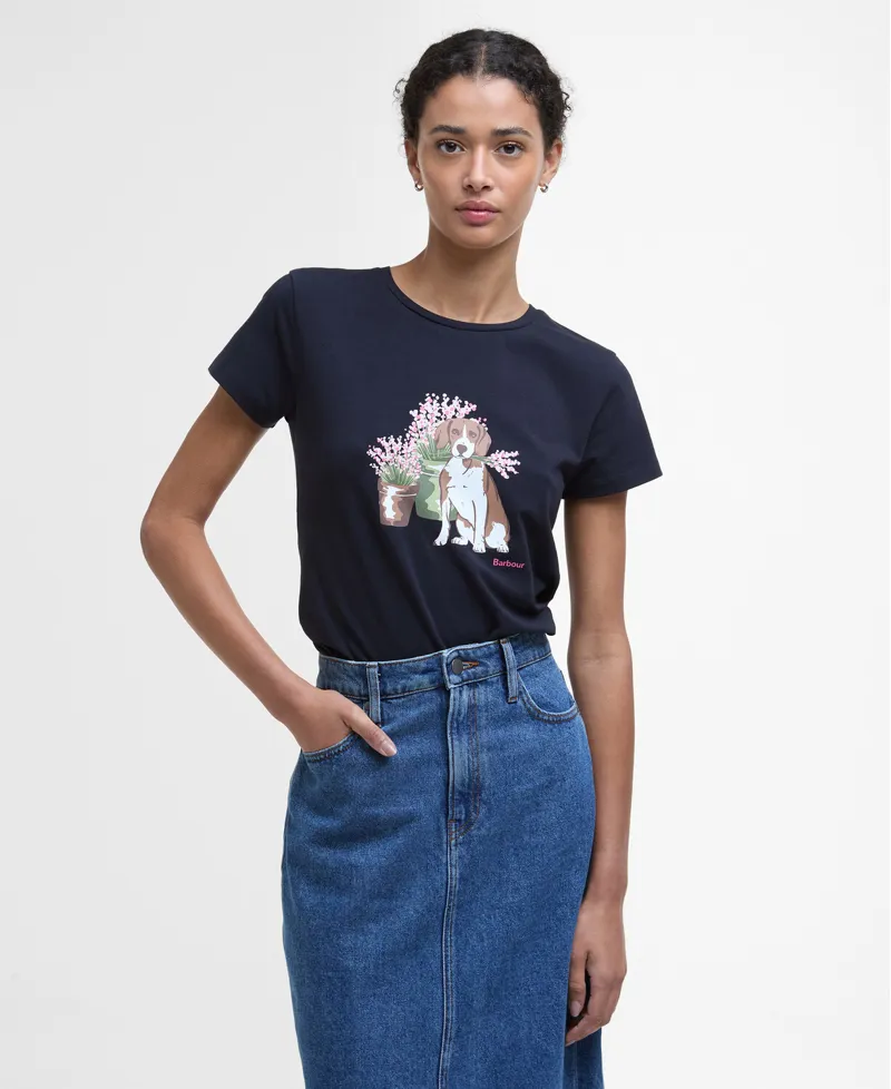 Barbour Ladies Bowland T-Shirt Navy-2