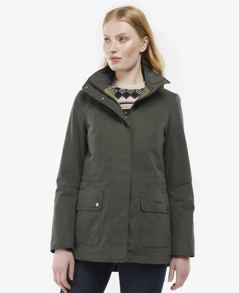 Barbour Ladies Buttercup Waterproof Jacket Olive/Classic-1