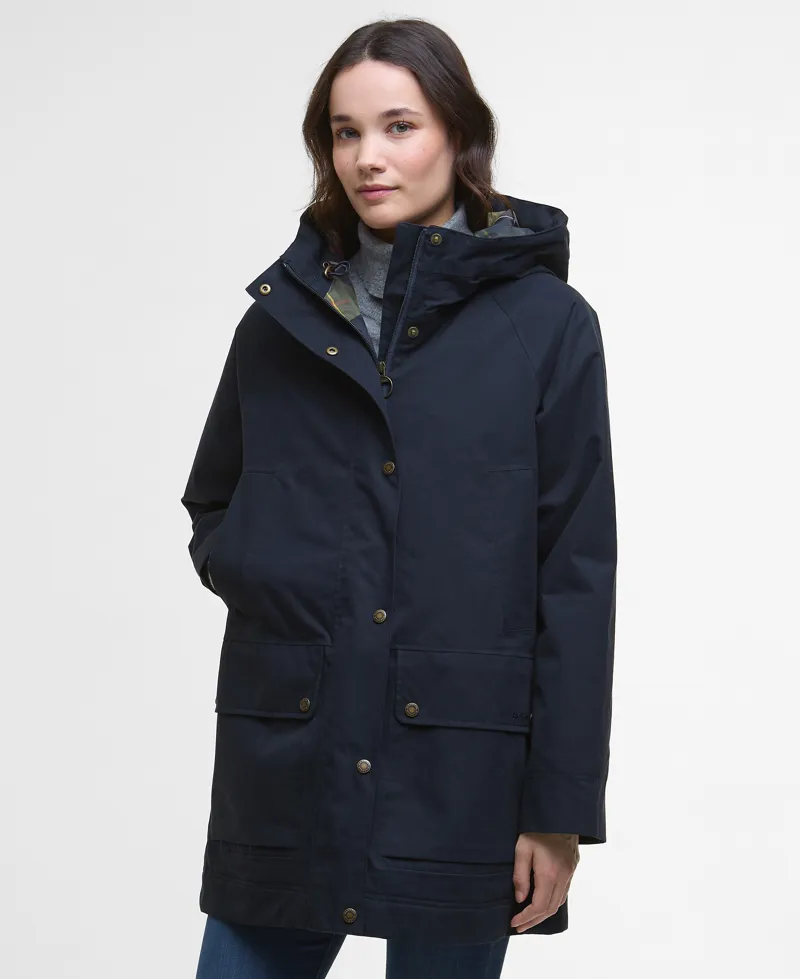 Barbour Women's Winter Beadnell Waterproof Jacket Deep Navy/Classic Tartan