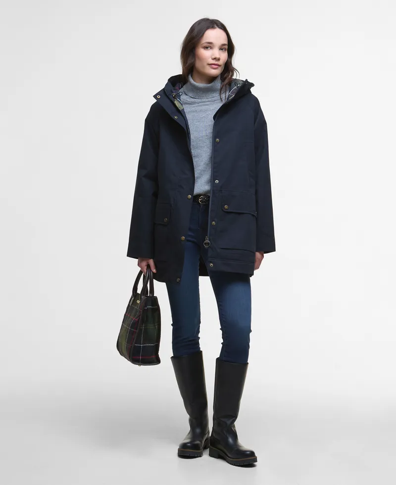 Barbour Women's Winter Beadnell Waterproof Jacket Deep Navy/Classic Tartan-4