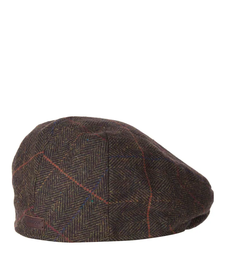 Barbour Wilkin Flat Cap Olive Herringbone-1