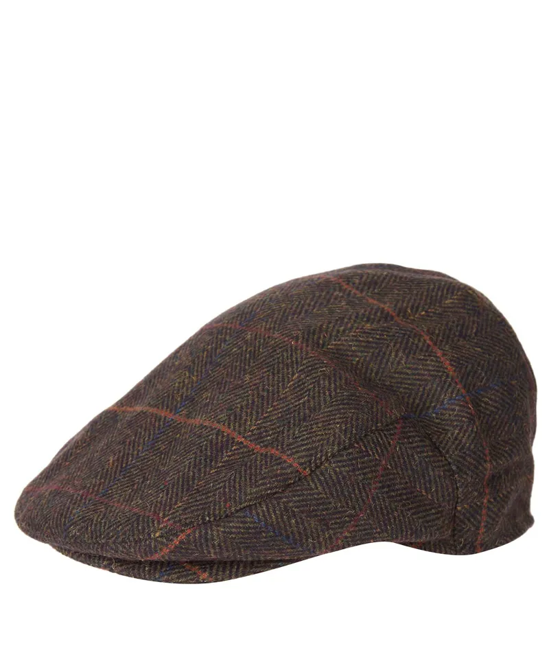 Barbour Wilkin Flat Cap Olive Herringbone