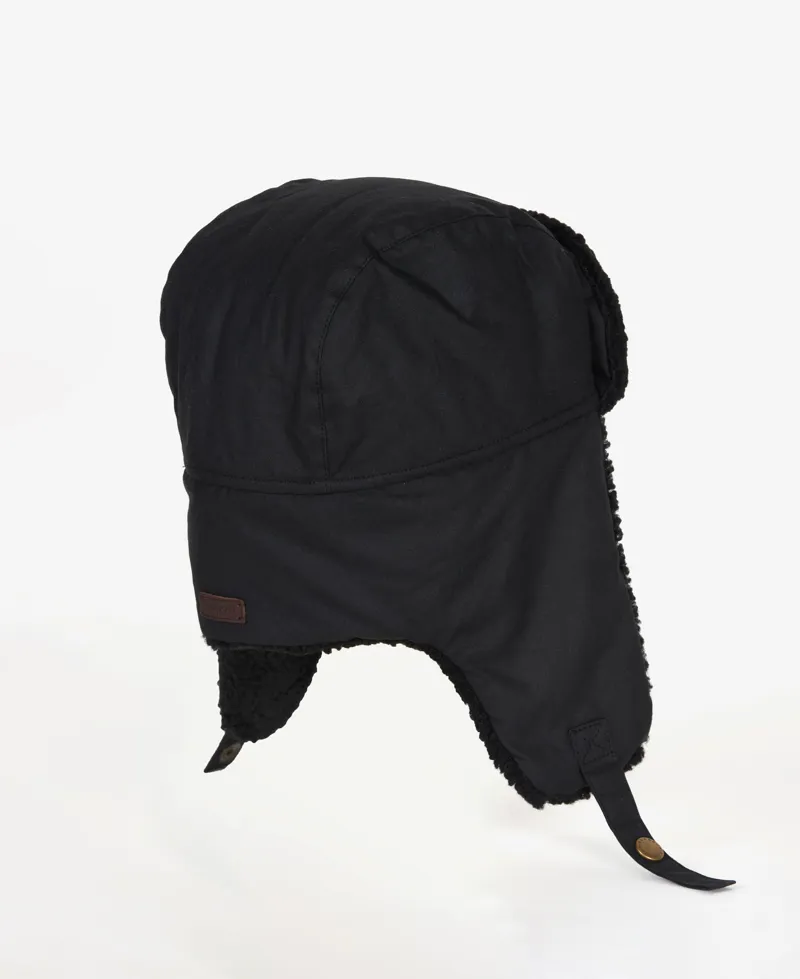 Barbour Morar Waxed Trapper Hat Black-6