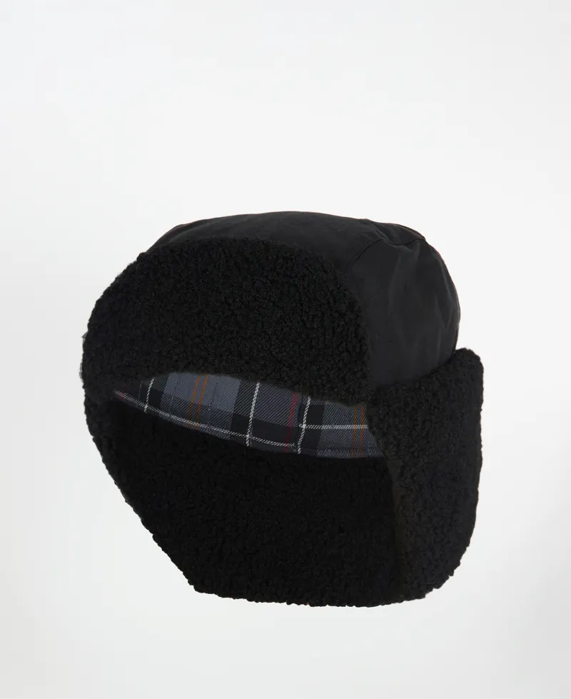 Barbour Morar Waxed Trapper Hat Black-1