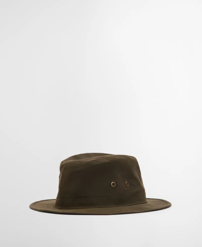Barbour Crayton Waxed Safari Hat Olive-1