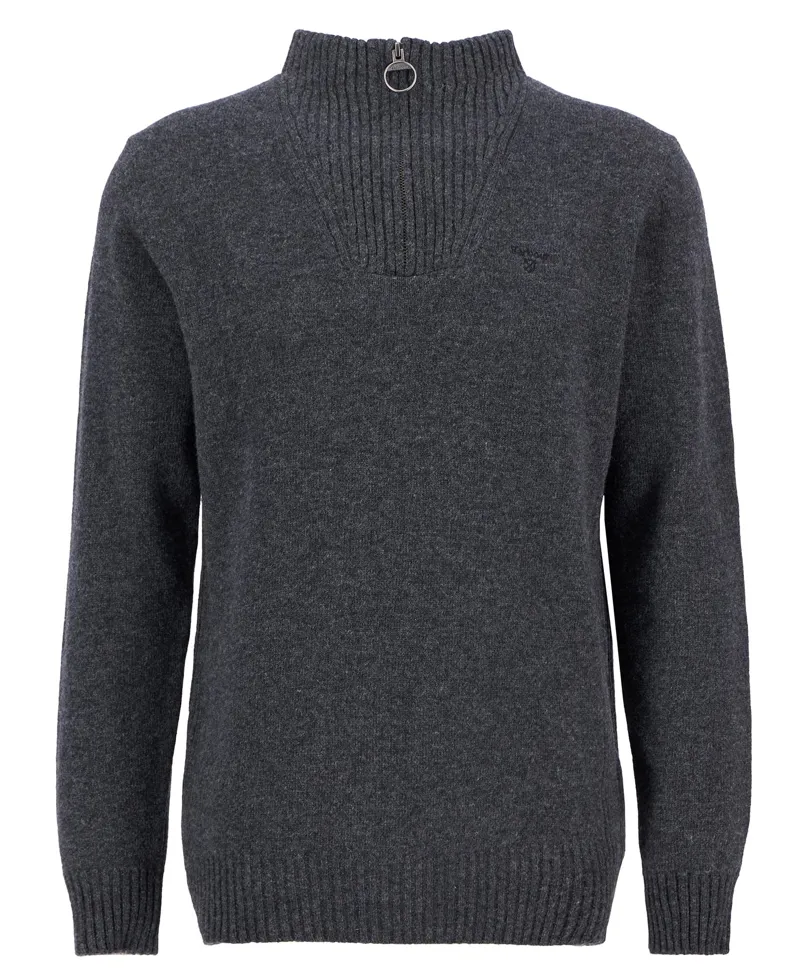 Barbour Mens Essential Lambswool Half Zip Knitted Jumper Charcoal-3