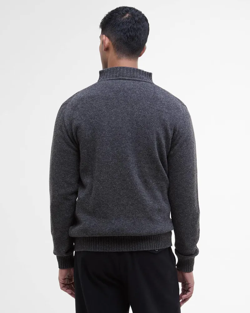 Barbour Mens Essential Lambswool Half Zip Knitted Jumper Charcoal-2