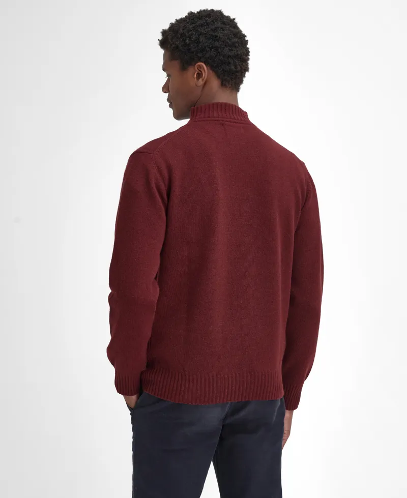 Barbour Mens Essential Lambs Wool Half Zip Knitted Jumper Ruby-5