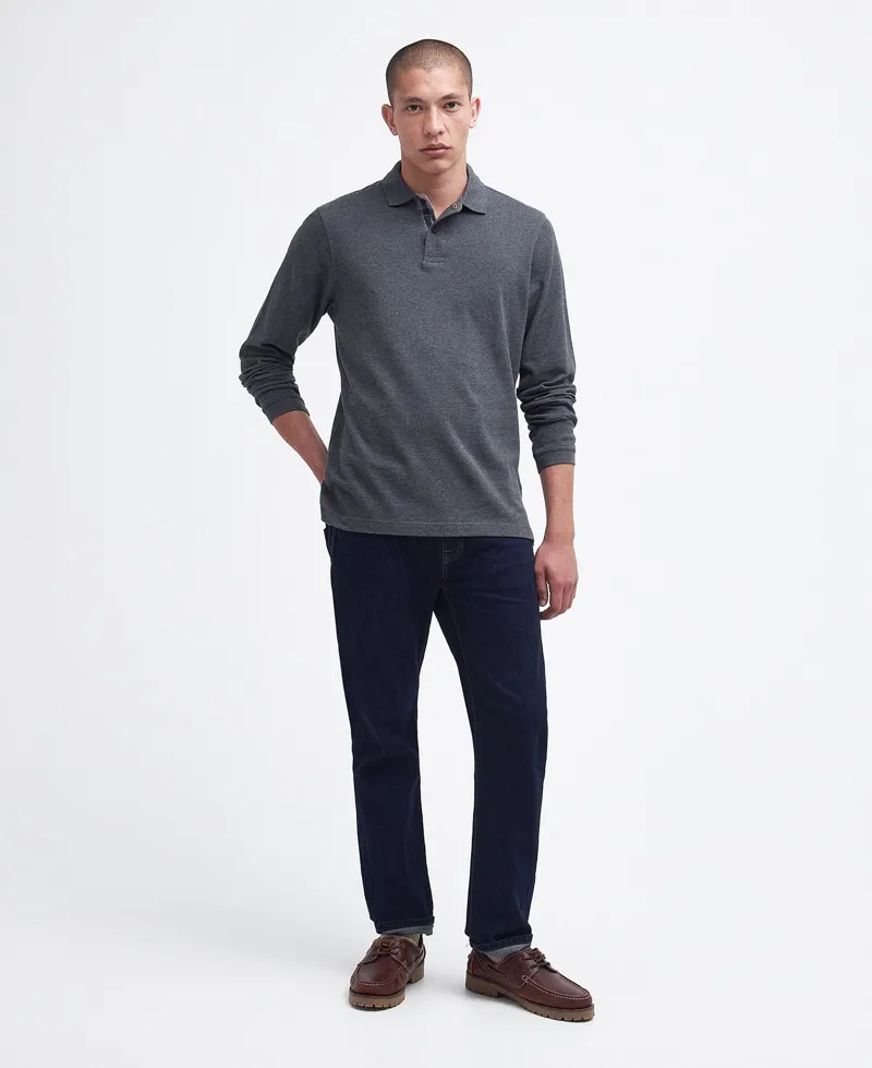 Barbour Mens Essential Tartan Pique Polo Shirt Slate Marl-2