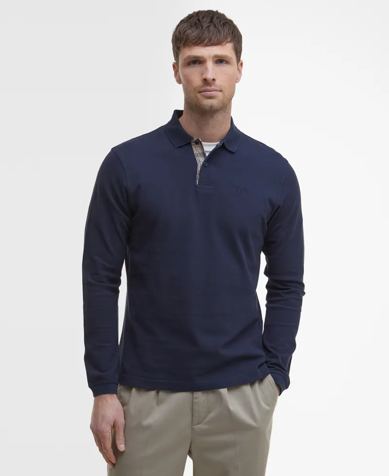 Barbour Mens Essential Is Tartan Pique Polo Shirt Navy