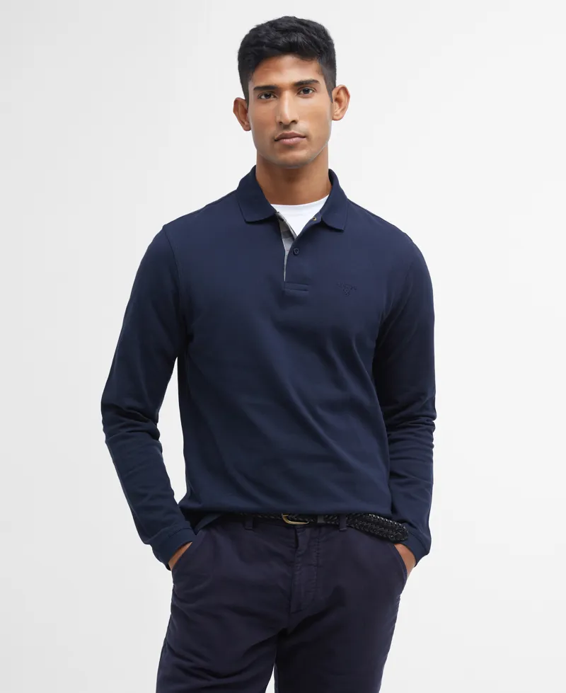 Barbour Mens Essential Is Tartan Pique Polo Shirt Navy-1