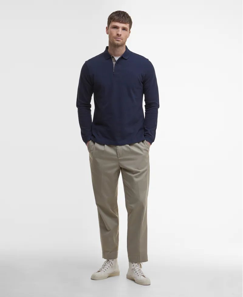 Barbour Mens Essential Is Tartan Pique Polo Shirt Navy-3