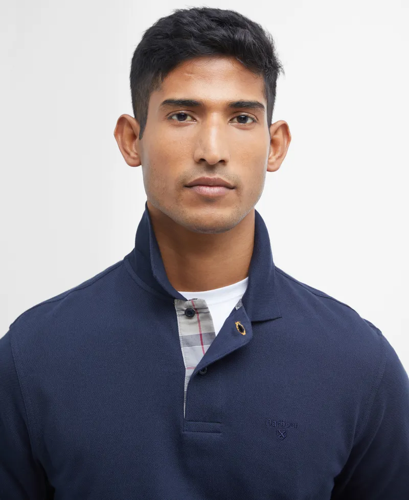 Barbour Mens Essential Is Tartan Pique Polo Shirt Navy-6