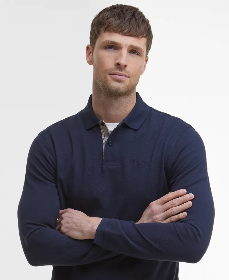 Barbour Mens Essential Is Tartan Pique Polo Shirt Navy-7
