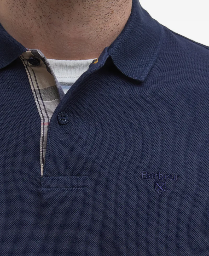 Barbour Mens Essential Is Tartan Pique Polo Shirt Navy-8