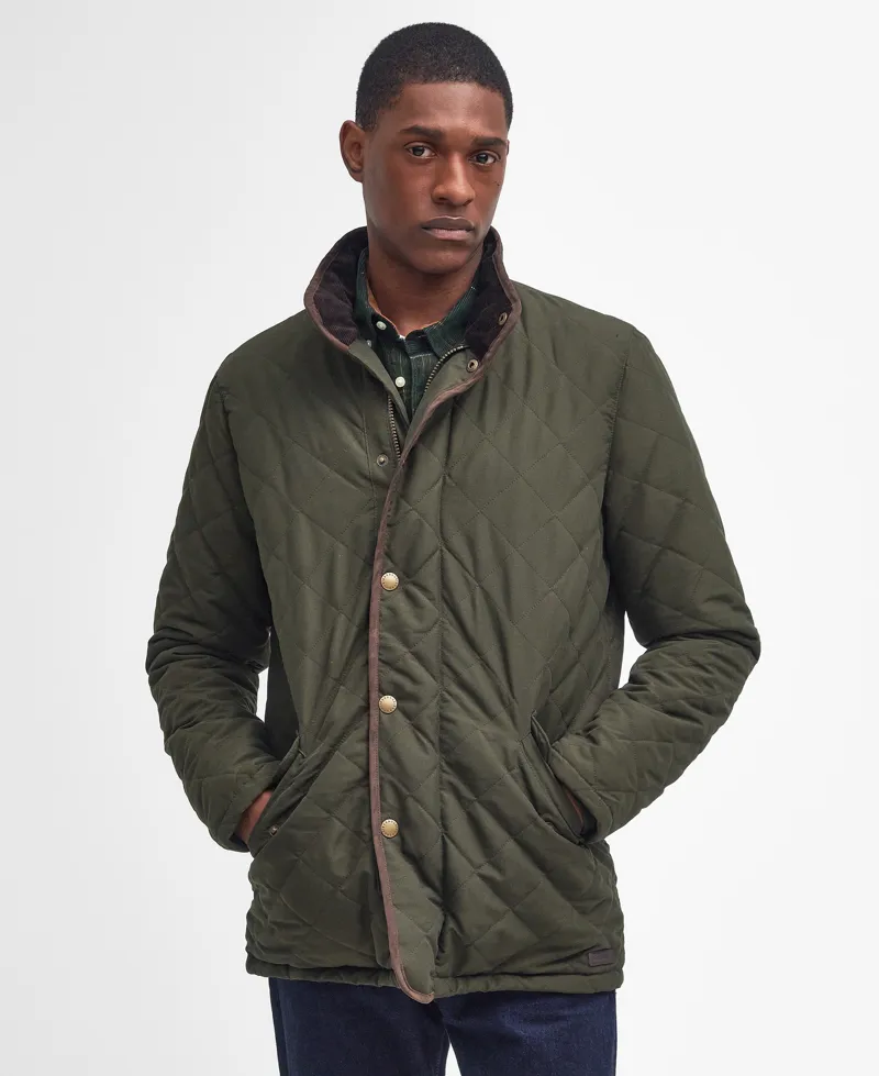 Barbour Mens Waterproof Shoveler Quilted Jacket Darl Olive