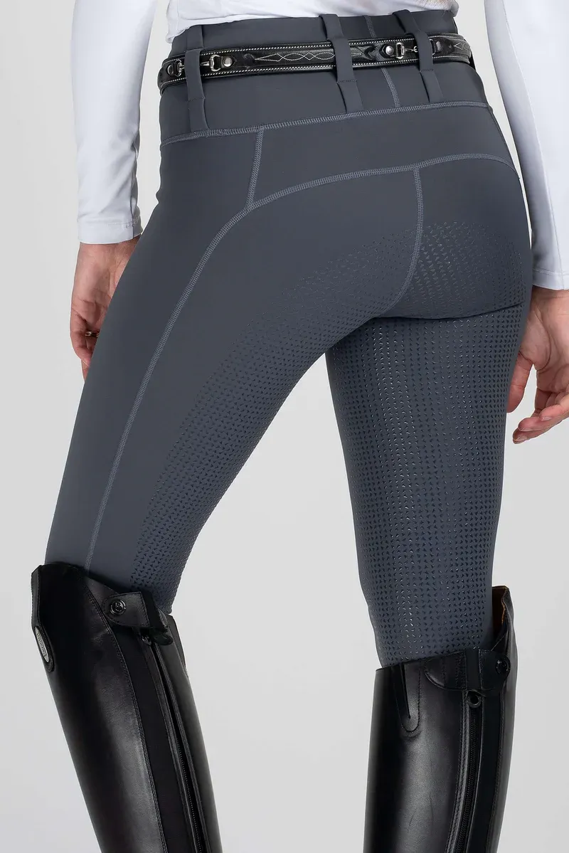 Mochara Ladies Full Seat Pull On Breeches Charcoal Grey